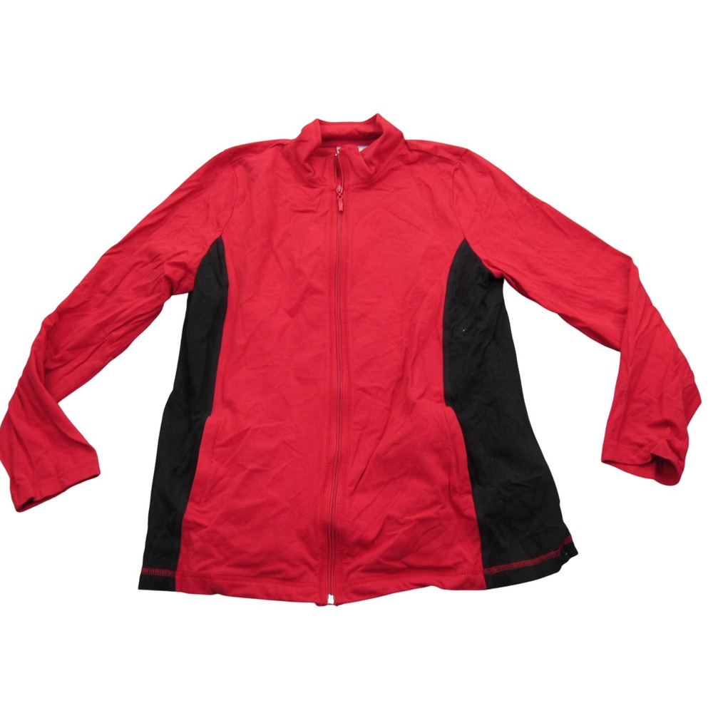 Sport Savvy Womens Red Black‎ Full Zip Athletic Jacket  Size Medium
